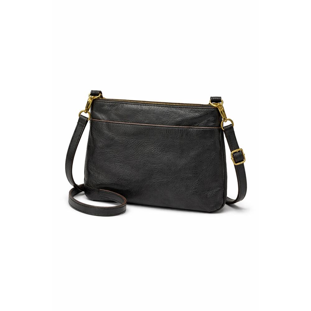 Fossil Black Leather Crossbody Bag Adjustable Strap Medium Purse - Picture 3 of 9
